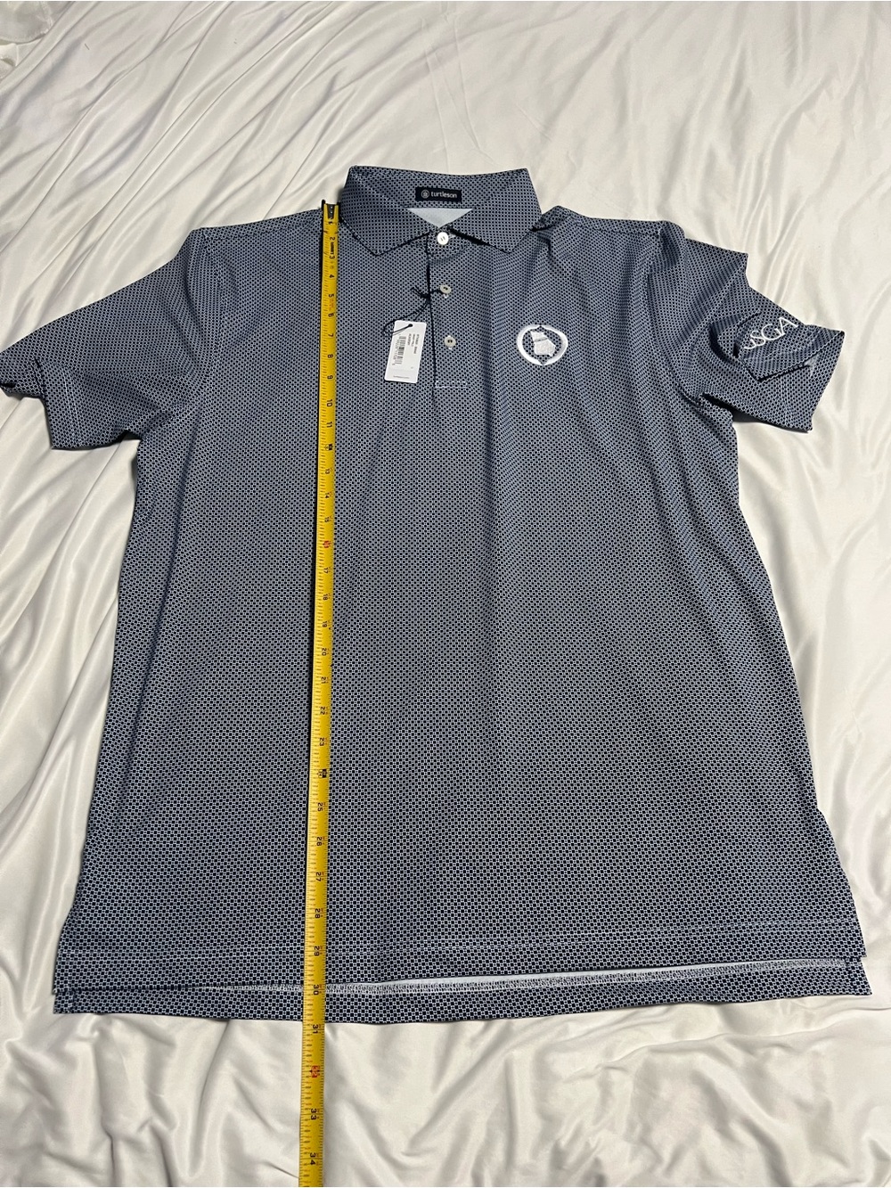 Performance Navy Micro-Pattern Golf Polo - Picture 8 of 9